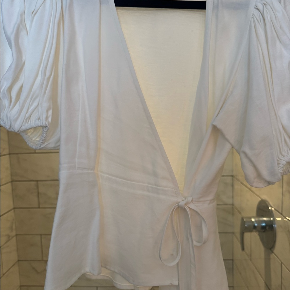 Elegant White Wrap Blouse